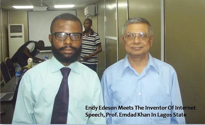 Endy Edeson Meets The Inventor Of Internet Speech, Prof. Emdad Khan In Lagos